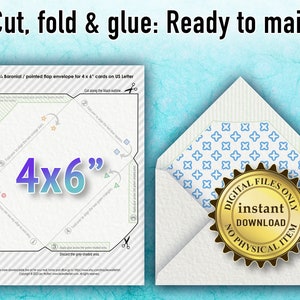 4x6” pointed flap envelope printable Baronial flap envelope 4x6 template, instantly downloadable envelope 4.25 x 6.25" pointed v-flap mailer