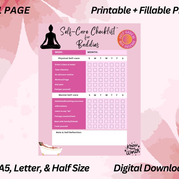 Well Being Checklist.pdf Mental Health Checklist Printable - Etsy