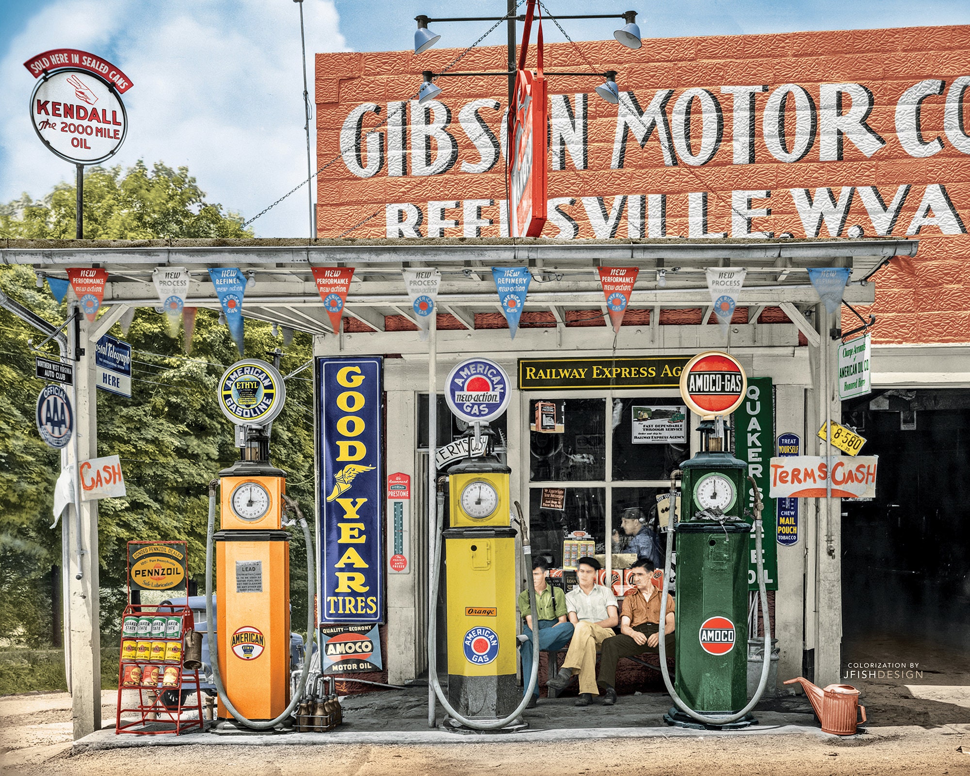 DIGITAL Download, Vintage Gas Service Station, Old Gas Pumps