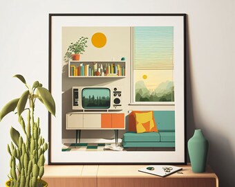 Modern Wall Art, Wall Art, Mid Century Modern, Cosy, Printable Design, Digital, Office, Living Room, Gift, High Quality, Graphic Design