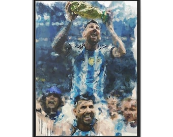 Lionel Messi raises the World Cup