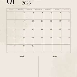 Digital Yearly Calendar 2023