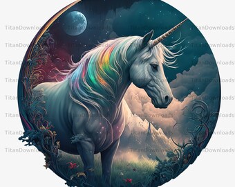 Unicorn Fantasy PNG Instant Digital Download Tshirt Design Print Graphic Design Vector Image Transparent Background HD PNG