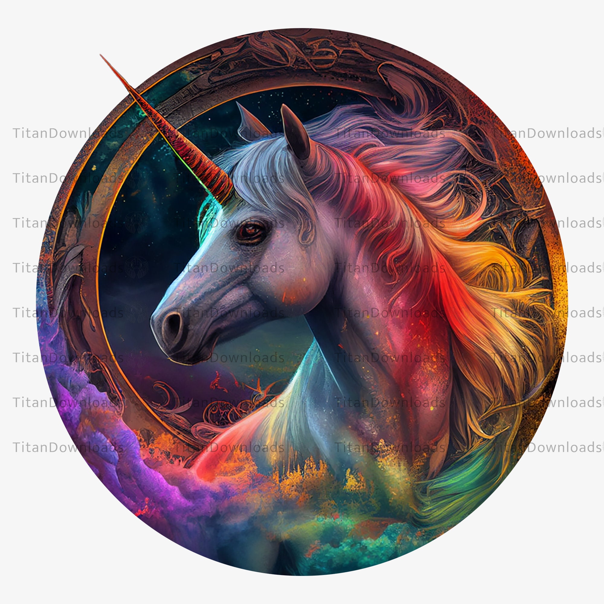 Unicorn Fantasy PNG Instant Digital Download Tshirt Design Print Graphic Design Vector Image Transparent Background HD PNG