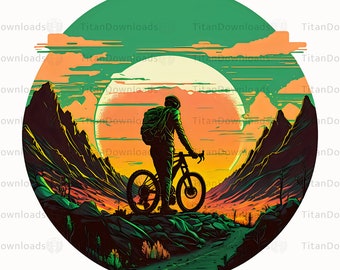 High-Resolution Mountain Biking Design - Digital Download for T-Shirts and More - Commercial Use PNG with Transparent Background