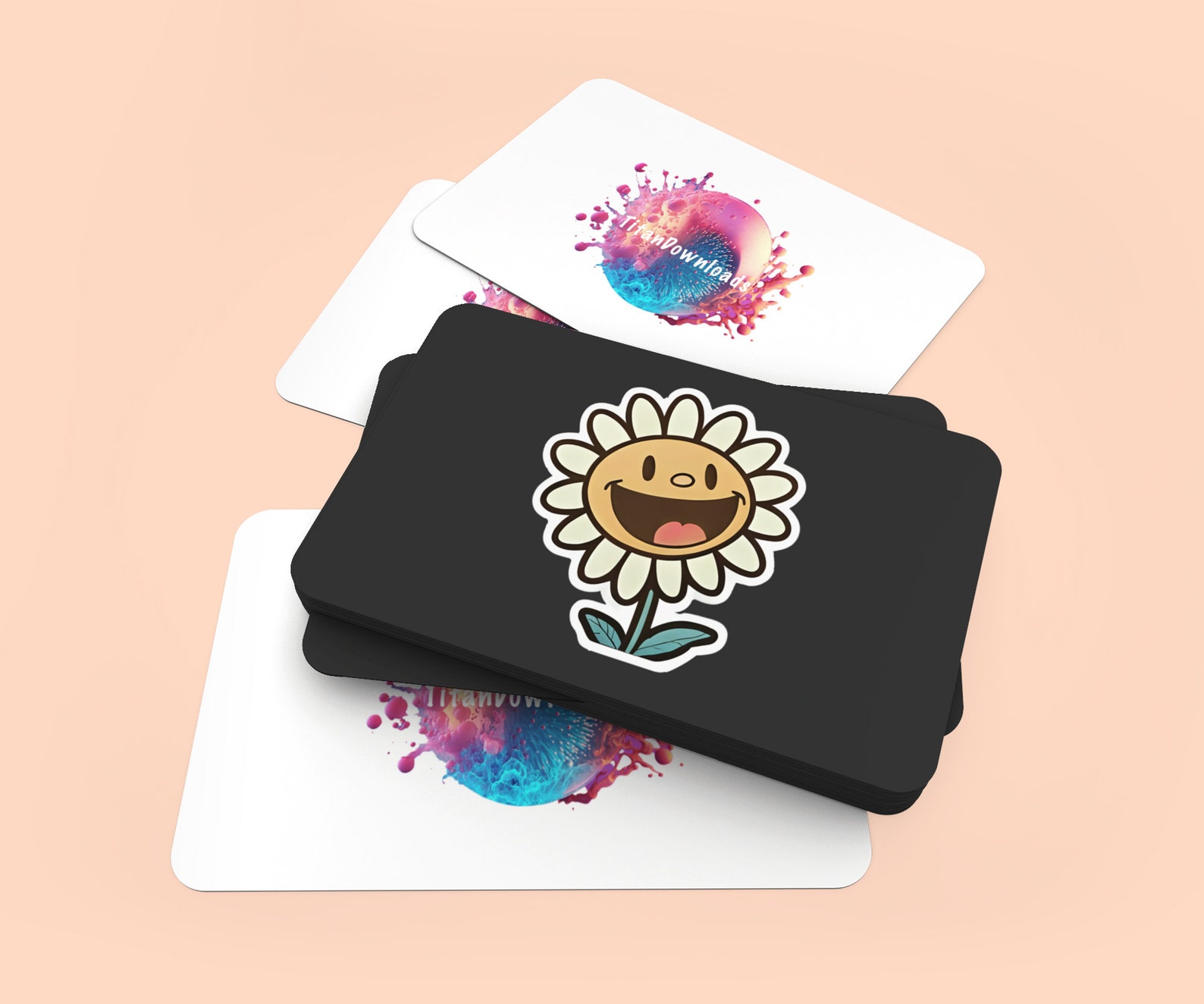 Downloadablw Sticker Design Flower Happy PNG Instant Digital Download Sticker Design Print Graphic ...