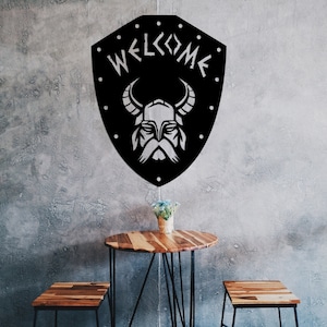 Viking Shield svg, Welcome svg cut svg dxf file wall sticker pdf silhouette template cnc cutting router digital vector instant download