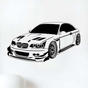 BMW e46 m3 svg cut svg dxf file wall sticker pdf silhouette template cnc cutting router digital vector instant download