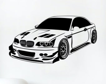 BMW e46 m3 svg cut svg dxf file wall sticker pdf silhouette template cnc cutting router digital vector instant download