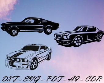 Ford Mustang svg, Shelby svg cut svg dxf file wall sticker pdf silhouette template cnc cutting router digital vector instant download
