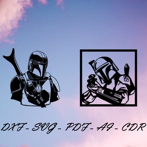 The Mandalorian svg, Star Wars cut svg dxf file wall sticker pdf silhouette template cnc cutting router digital vector instant download