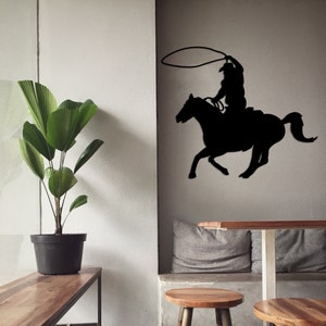 Cowboy cut svg dxf file wall sticker pdf silhouette template cnc cutting router digital vector instant download