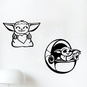 Baby Yodas svg, Star Wars cut svg dxf file wall sticker pdf silhouette template cnc cutting router digital vector instant download