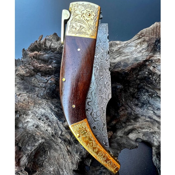 11" Inch Folding Knife with Rampuri Ratchet, Pocket Knife, Handmade Folding Knife, Christmas gift knife, Anniversary gift, Gift for him