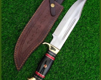 14” Custom Handmade Damascus Bowie Knife, 12C27 Steel, Hunting Knife, Christmas gift Knife, Personalized Gift for him