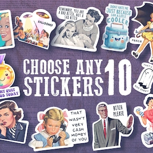 Any 10 Stickers, Vinyl Stickers, Funny Stickers, Meme Stickers, Funny Sticker Bundle, Create Your Own Sticker Pack