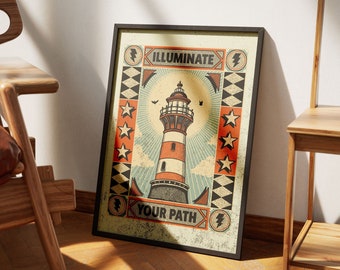 Lighthouse Motivational Art Print, Office Decor (11x14, 18x24)