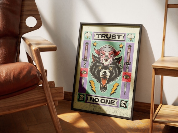 Trust No One Wolf Poster, Motivational Wall Art