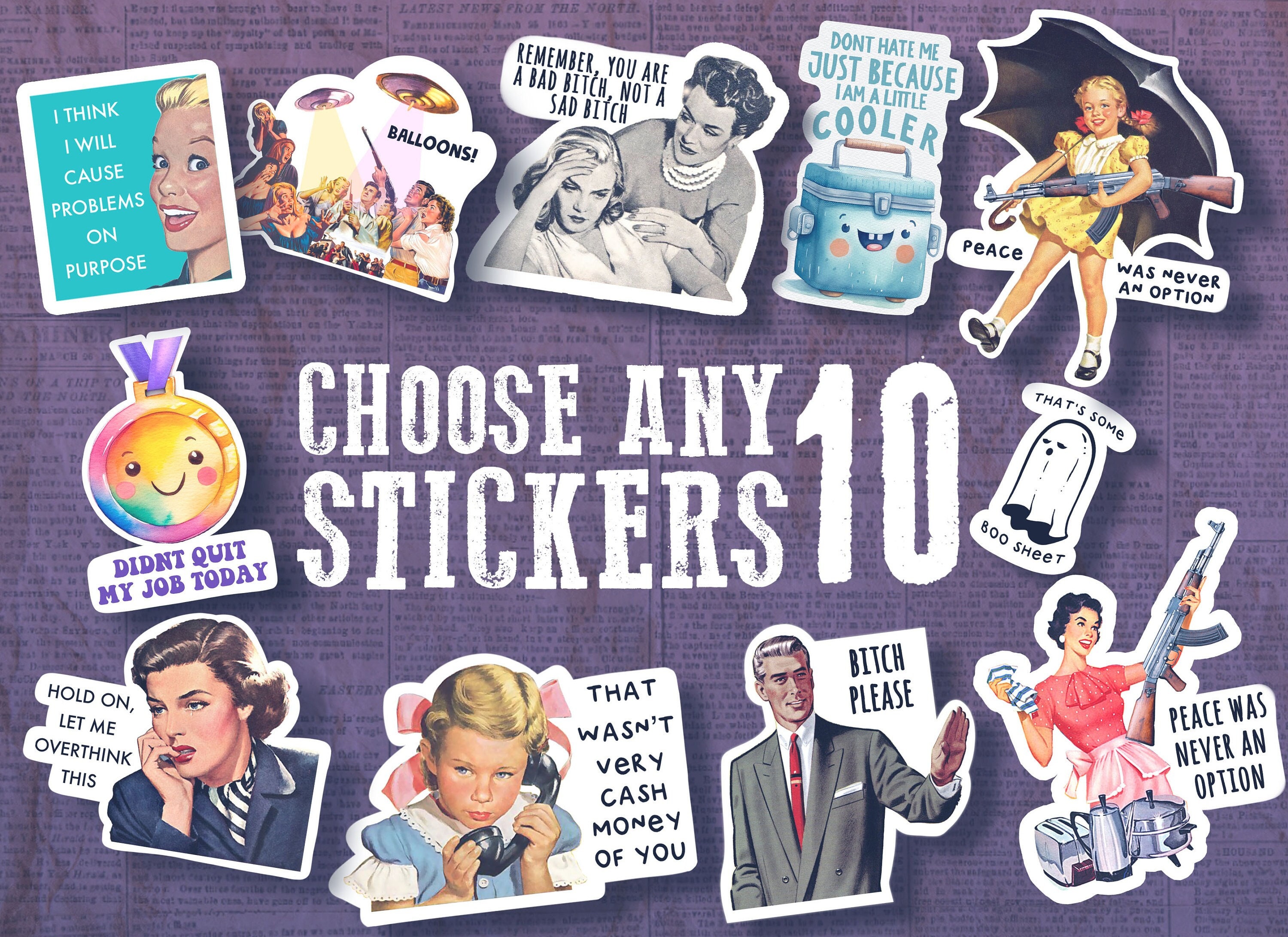 Stickers Humor Roto Funny Meme Stickers, Vinyl Sticker Pack, Choose Any 10 - Etsy