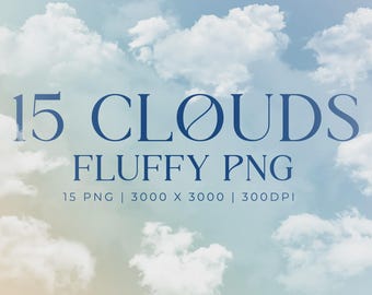15 SUPERPOSICIONES DE NUBES ESPONJOSAS, Paquete de superposiciones de Photoshop, Superposiciones de fotos, Nubes, Superposiciones para Photoshop