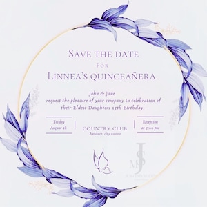 Digital Quinceanera save the date