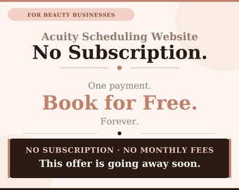 No Monthly Subscription Acuity Scheduling Template, DIY Booking Site Template, Lash Tech Acuity, Hair Stylist Acuity, Lash Tech Booking