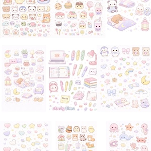 Kawaii Pastel Sticker Bundle, Clipart Set 2 (Digital Download