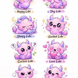 Lubi Kawaii Monster Sticker Sheet | Pastel Printable Cut & Paste Pages (Digital Download)