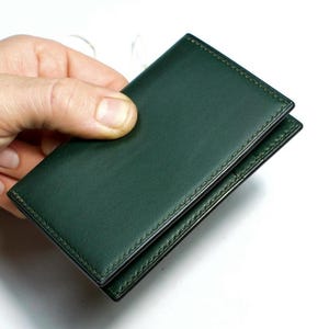 Groene portemonnee met dunne vouw van volnerfleer, op maat gemaakte verticale tweevoudige portemonnee, klassieke portemonnee voor heren, luxe op maat gemaakt cadeau