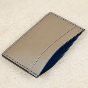 Klassieke kaarthouder, luxe op maat gemaakte portemonnee, leren kaarthouder, grijze portemonnee, Italiaanse leren compacte portemonnee, dunne natuurlijke portemonnee