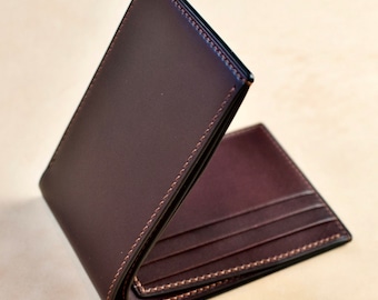 Burgundy Leather Bifold Wallet: Handmade Italian Full Grain