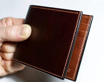 Burgundy Leather Bifold Wallet: Handmade Italian Full Grain