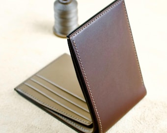 Burgundy Leather Bifold Wallet: Handmade Italian Full Grain