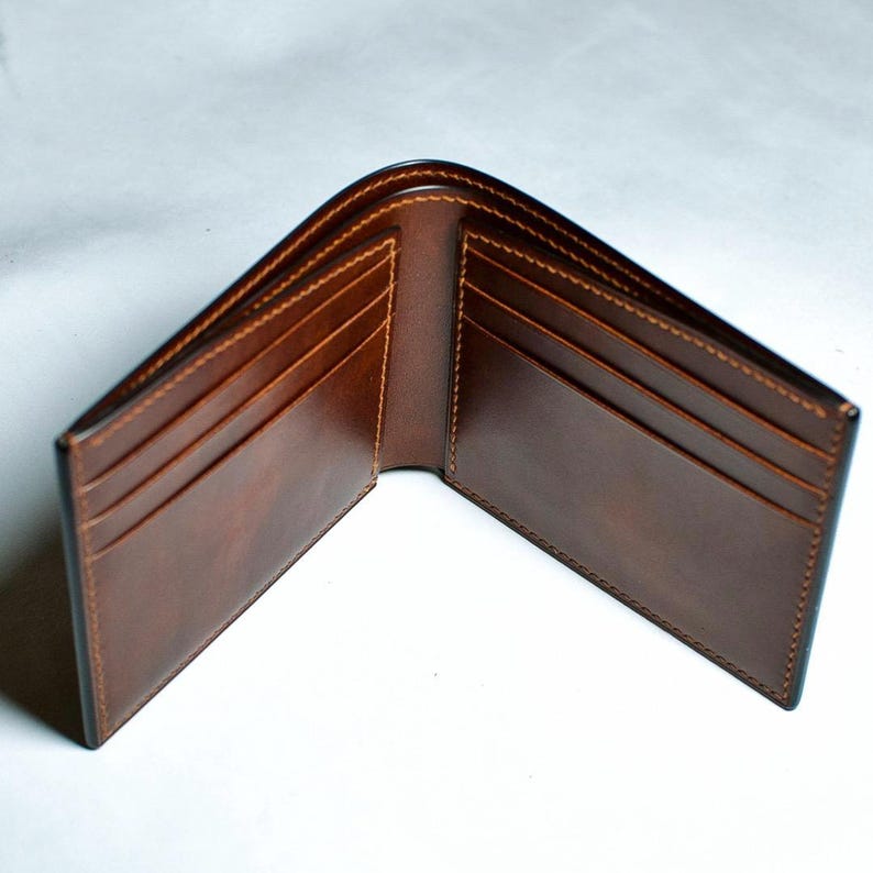 Handmade Whiskey Leather Bifold Wallet: Italian Full Grain, Slim Design image 5