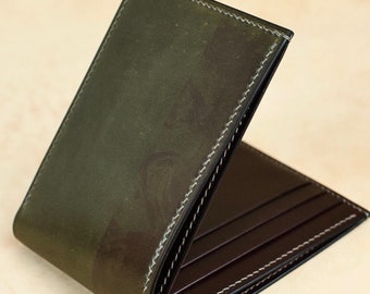 Shell Cordovan Wallet, Italian Leather Bifold Wallet, Full Grain Mens Leather Wallet, Luxury Slim Wallet, Classic Wallet, Thin Fold Wallet