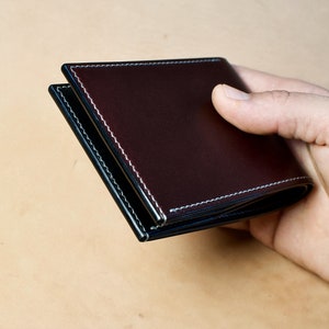 Bourgondische leren portemonnee, Italiaanse leren portemonnee, volnerf heren leren portemonnee, luxe slanke portemonnee, klassieke portemonnee, dunne portemonnee