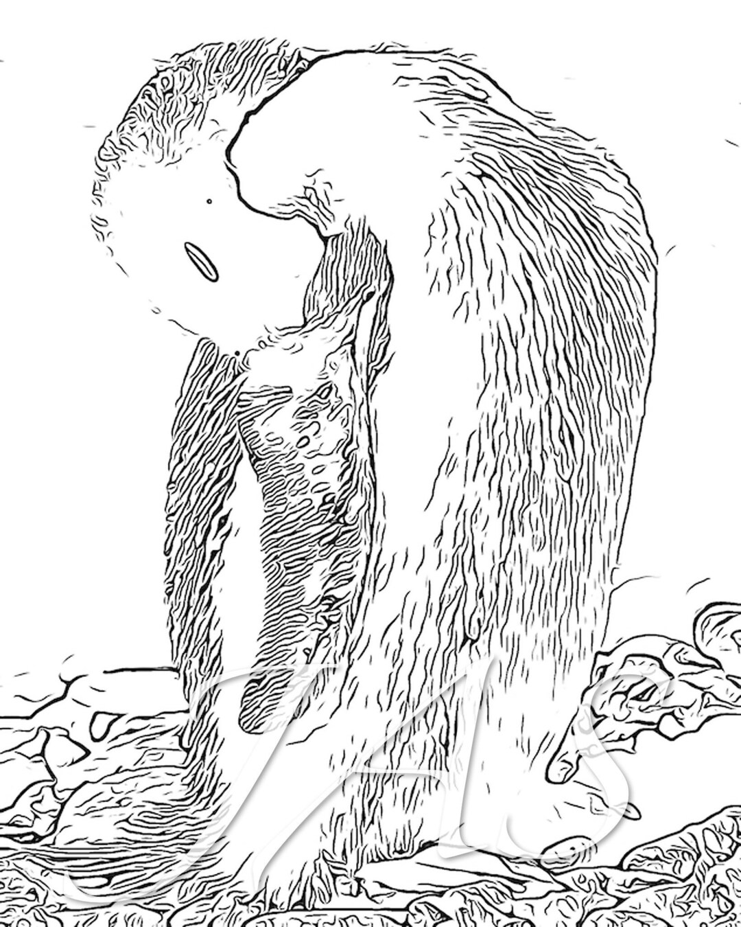 Sleeping Penguin Printable Coloring Page in PDF & JPG. Instant Download ...