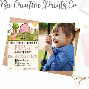 Farm Animals Birthday Invitation with Photo (Printable)