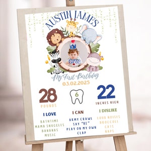 Safari 1° compleanno Milestone Board / Baby Milestone / Download digitale / Primo compleanno Board / Safari Theme Birthday