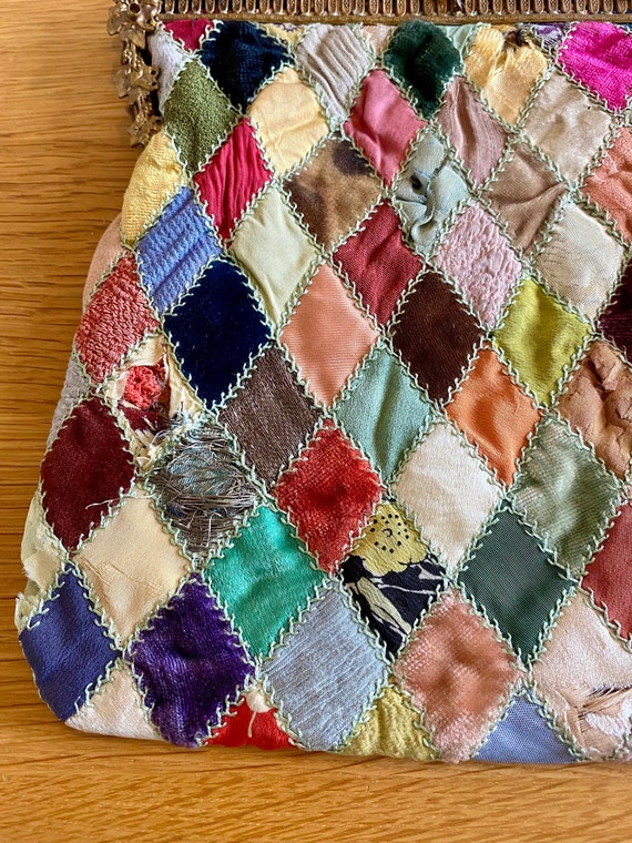 Antique patchwork evening bag - image 5