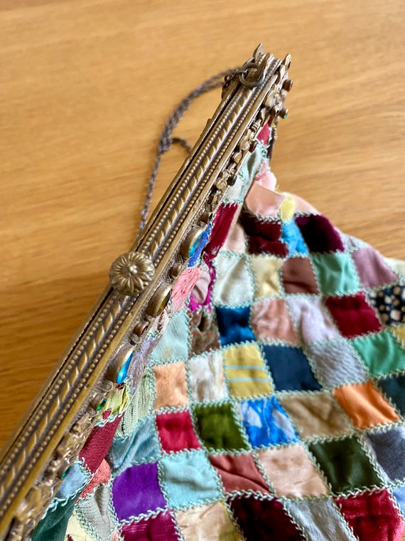Antique patchwork evening bag - image 10