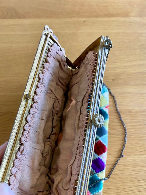 Antique patchwork evening bag - image 9