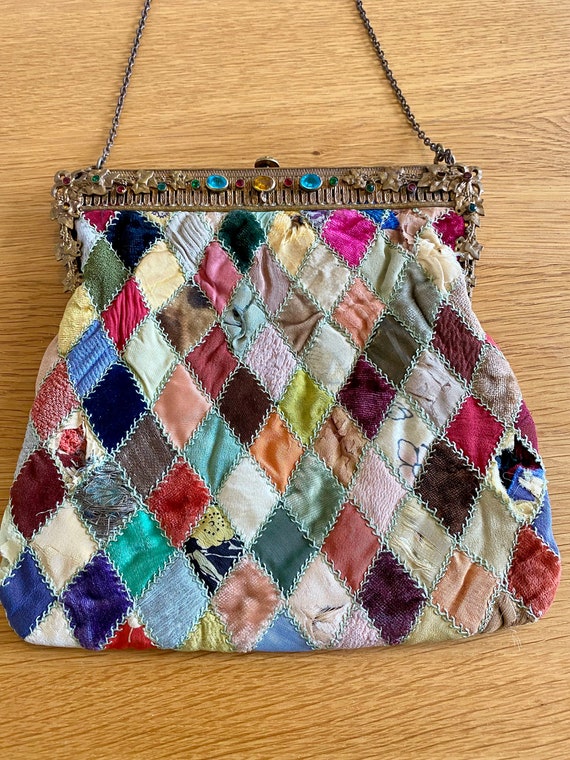 Antique patchwork evening bag - image 1