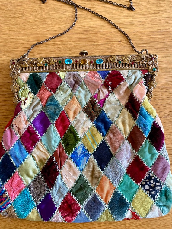 Antique patchwork evening bag - image 7