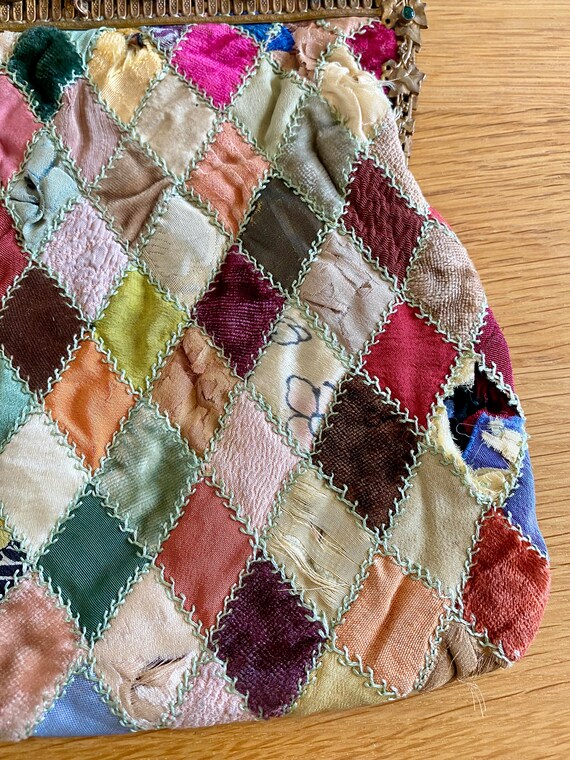 Antique patchwork evening bag - image 4