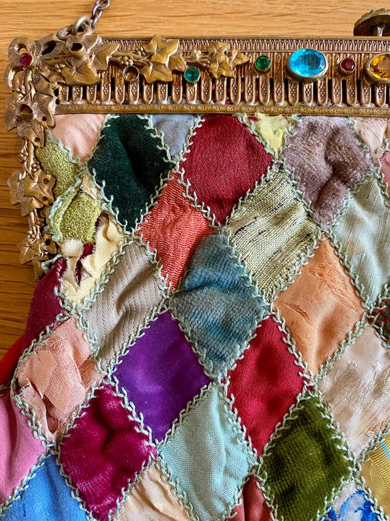 Antique patchwork evening bag - image 8