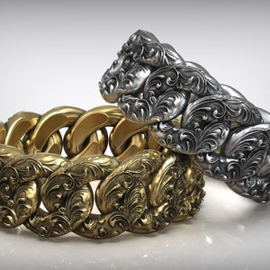 Floral Cuban Link wax pattern ring for lost wax casting jewelry castable wax resin