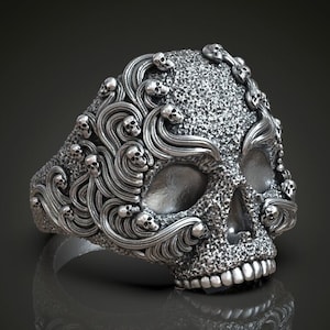 Patterned Skull wax pattern ring for lost wax casting jewelry castable wax resin