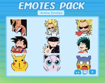 Animated Anime Emotes Pack: 9 Emotes for Twitch & Discord