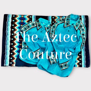 Western Matching Rail Outfit for Youth & Women with Matching Blanket (Teal Base)